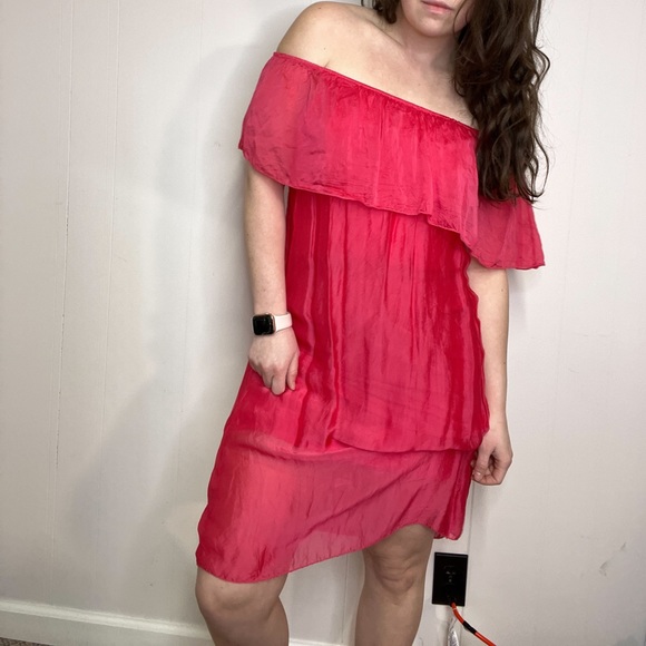 Aldo Marino Positano Italian Silk Blend Summer Dress in Pink - Picture 8 of 15